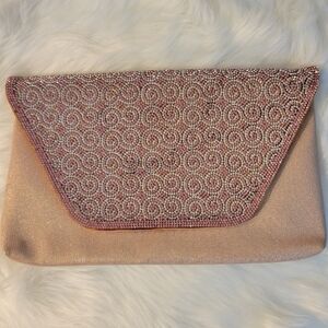 Elegant Pink Beaded Clutch